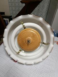 Lampadario vintage anni 70 opalino bianco con fior