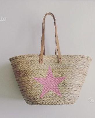 Borsa paglia con Stella Rosa