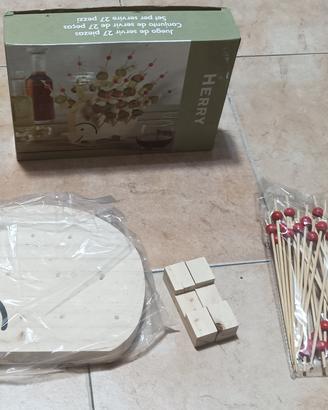 Set aperitivo legno riccio portastuzzichini NUOVO