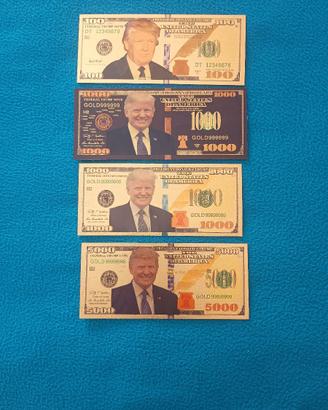 BANCONOTE LAMINATE D'ORO TRUMP ELEZIONI 2024