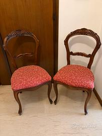 Sedie in legno di noce stile revival Rococò