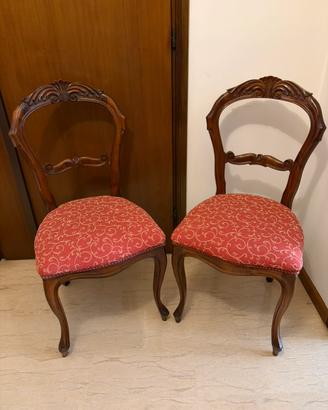 Sedie in legno di noce stile revival Rococò