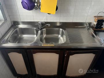 Lavello cucina acciao inox 2 vasche e gocciolatoio