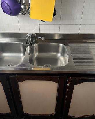 Lavello cucina acciao inox 2 vasche e gocciolatoio