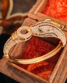 Bracciale leopardo in acciaio per donna 