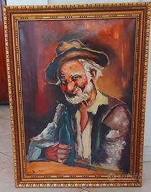 Quadro antico con Vecchietto dipinto a mano a olio
