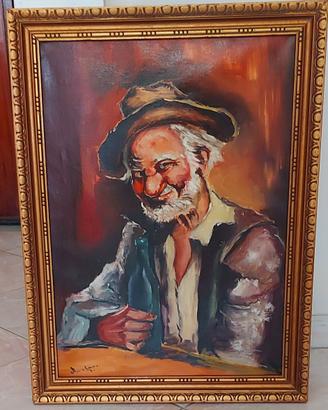 Quadro antico con Vecchietto dipinto a mano a olio
