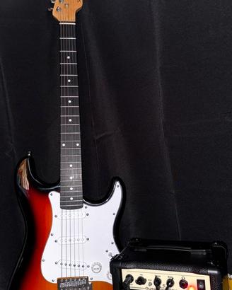 Chitarra eletrrica con amplificatore