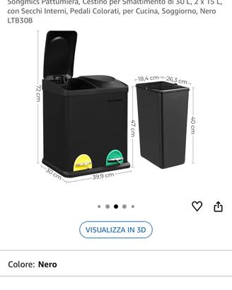Songmics pattumiera in acciaio