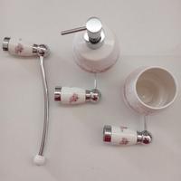 SET 3 PEZZI ACCESSORI DA BAGNO CROMO/CERAMICA