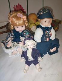 Tre Bambole Porcellana Vintage