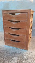 Cassettiera 5 cassetti in legno 