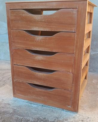 Cassettiera 5 cassetti in legno 
