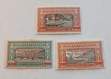 Somalia italiana 1924- 3 francobolli nuovi Manzoni