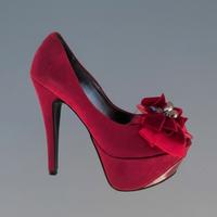 Decolleté rosse vera pelle con fiocco gioiello n38