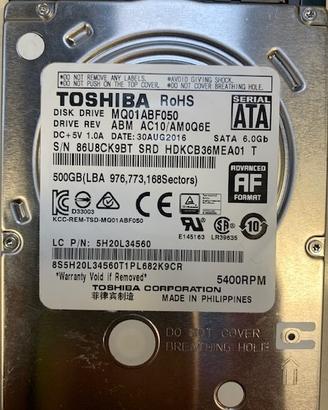 Hard disk toshiba 2,5" 500gb sata3