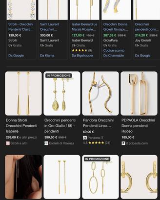 Orecchini oro donna 9 kt - 14 kt - 18kt