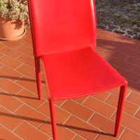 N. 4 Sedie Rosso fuoco in pelle