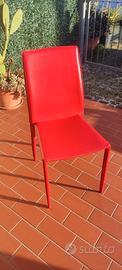 N. 4 Sedie Rosso fuoco in pelle