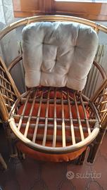 Tavolino in Rattan e set di poltrone