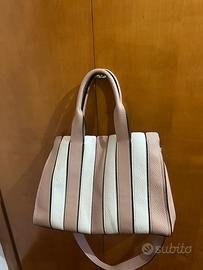 Borsa in pelle rosa e bianca