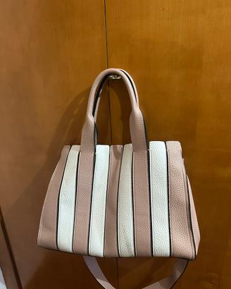 Borsa in pelle rosa e bianca