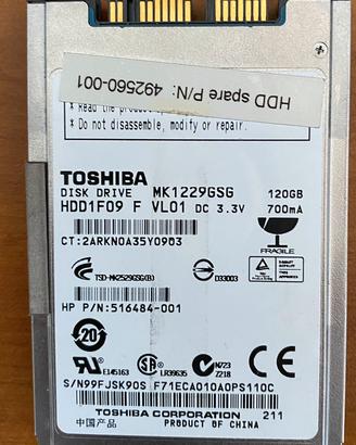 Hdd Toshiba 120 gb Notebook