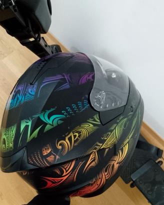 Casco integrale per moto con occhiali