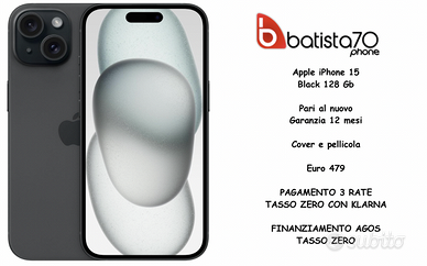 Apple iPhone 15 Nero 128 Gb