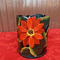 PORTAVASO FERRO SMALTATO DECORO STELLA DI NATALE