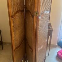 Paravento vintage legno faggio e paglia di Vienna