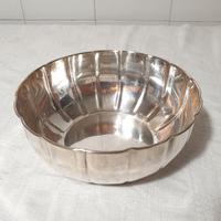 Ciotola tonda scanalata Vintage metallo argentato