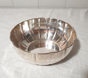Ciotola tonda scanalata Vintage metallo argentato