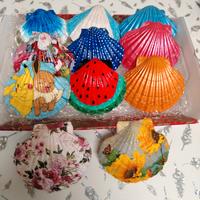 conchiglie capesante colorate dipinte a mano 