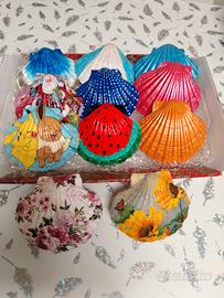 conchiglie capesante colorate dipinte a mano 