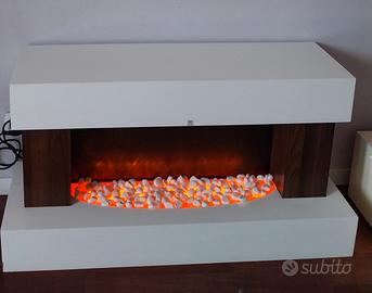 caminetto elettrico bianco e marrone 