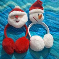 Scaldaorecchie Babbo Natale e Pupazzo Neve