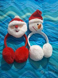 Scaldaorecchie Babbo Natale e Pupazzo Neve