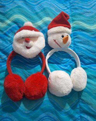 Scaldaorecchie Babbo Natale e Pupazzo Neve
