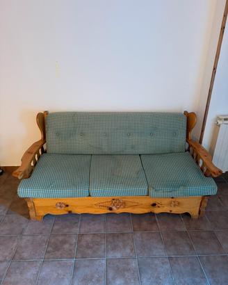 Divano letto matrimoniale in legno, stile alpino