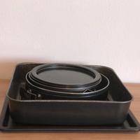 Lotto 2 Teglie + 3 Stampi Torte Antiaderenti Forno