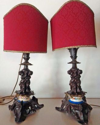 Coppia di elaborate lampade liberty