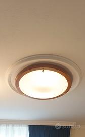 Plafoniera legno e vetro 32x32