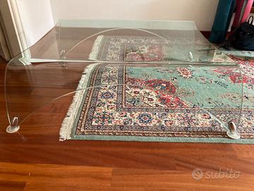 Tavolino Fiam Genio vetro curvo Massimo Iosaghini