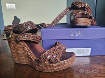 sandali con zeppa di pelle Stuart Weitzman 