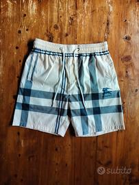 Shorts Burberry - Motivo Check panna e blu
