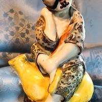 Statua antica porcellana cinese -pescatore