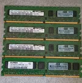 RAM 4 Banchi da 1 GB PC2-6400E Samsung Tot.4  GB