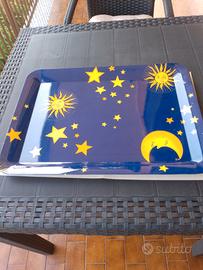 vassoio blu notte con luna e stelle
