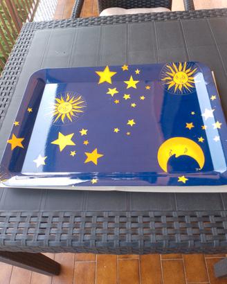 vassoio blu notte con luna e stelle